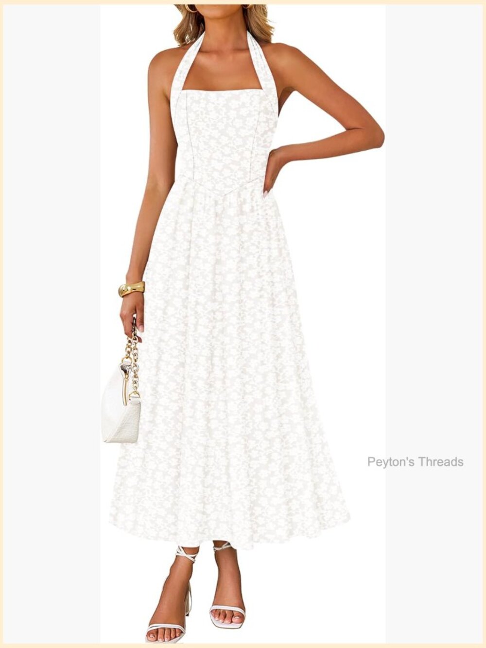 Sleeveless Floral Halter Maxi Dress with Pockets - Picture 1 of 7